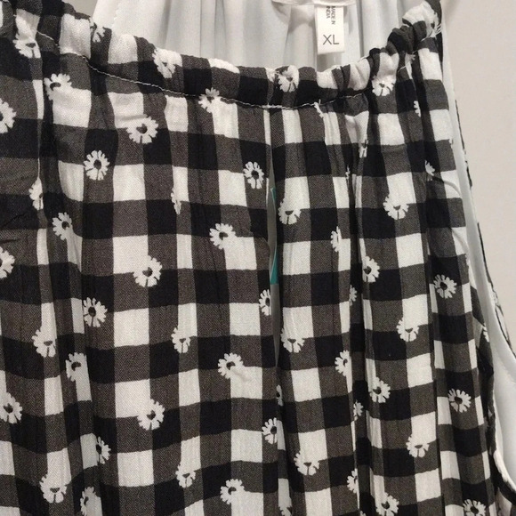 NWT Maurices Black & White Floral Gingham Summer Midi Dress Sz XL-Smocked Waist - Picture 5 of 9